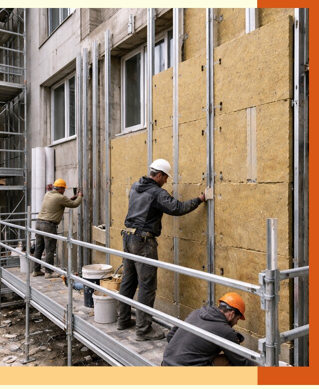 Утепление вентилируемого фасада в Гукове от 5749 руб/м2 — монтаж и утепление вентфасад | ТепломастерГкв